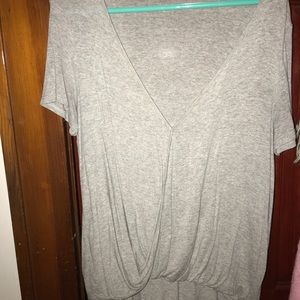 Grey lightweight low neck twisted tee